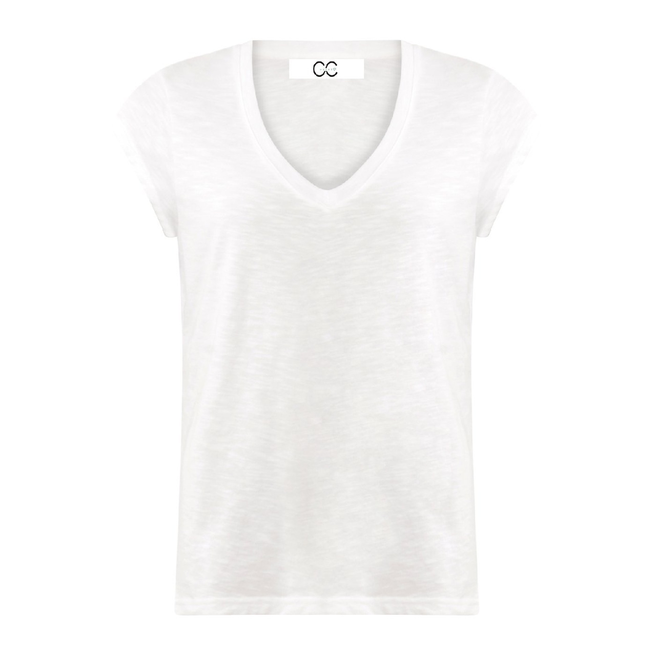 CC Heart V-neck T-shirt S White