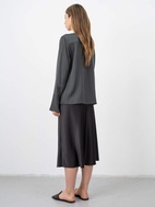 Hana Satin Skirt XL Black
