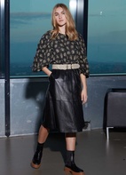 A-Line Leather Skirt 34 Black